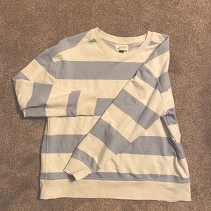 White and baby blue striped crew neck.